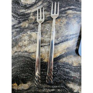 Oneida SPIRAL SPAGHETTI Fork Stainless Twist Handle Pattern 6.25" USA SET of 2